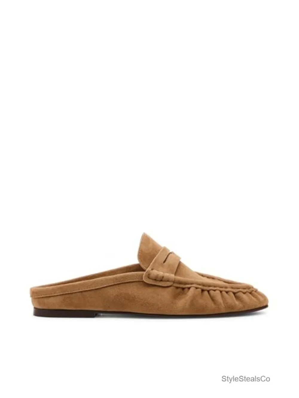 Suede Loafers - Round Toe Slip-Ons with 1-Inch Heel